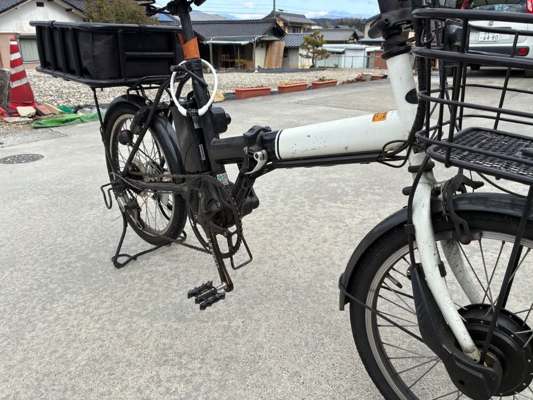 白黒　電動自転車　折畳　名古屋近郊送料込　大カゴ付　ペルテックPELTECH