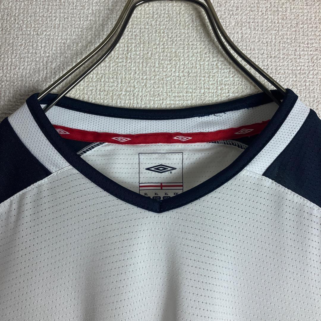 アンブロ イングランド代表 サッカーシャツ 00s 白 紺 赤 2XL 9560