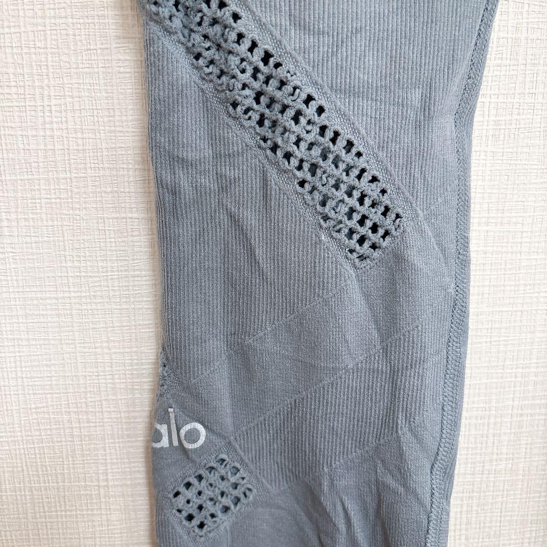 alo yoga ヨガウェア レギンス XS ブルー シームレス メッシュ