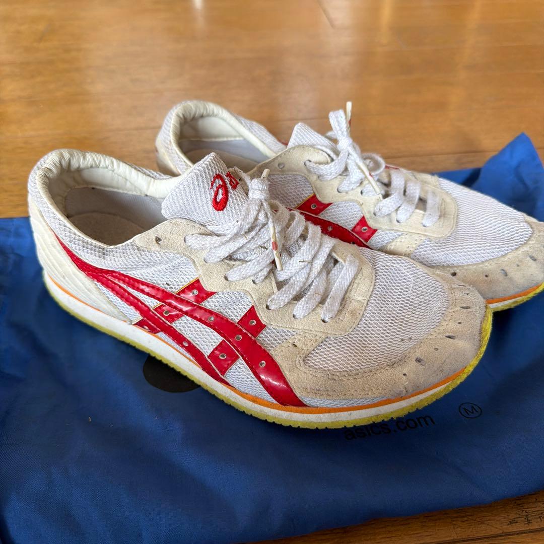 ASICS スパイクシューズ ホワイト/レッド２５センチ