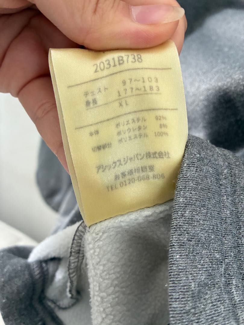 ASICS フード付きジャケット XL グレー/ブラック
