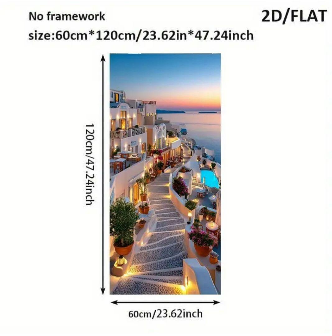 超巨大！ギリシャ サントリーニ島 風景画 高品質防水キャンバス アクリルプリント