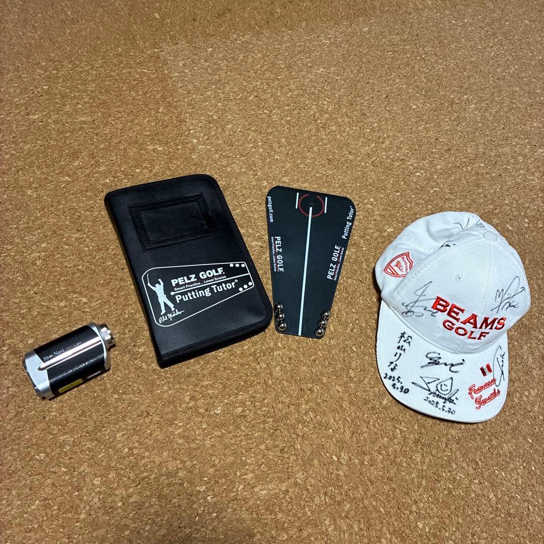 ・Shot Naviレーザー距離計 、パター練習器具、女子プロサイン入りキャップ