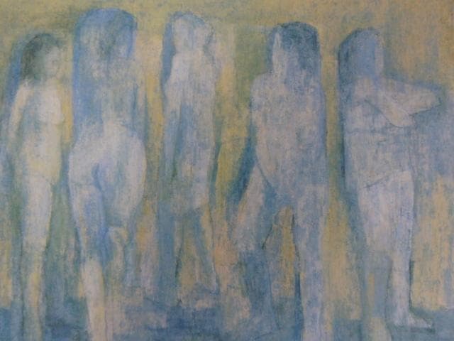 五百住乙人、【かたちびと】、希少な大判額装用画集より、美品、日本人画家
