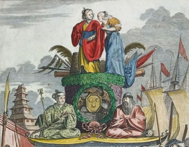 西洋古地図　1675年　A.モンタナウス　「日本誌」タイトルページ　扉絵　稀少