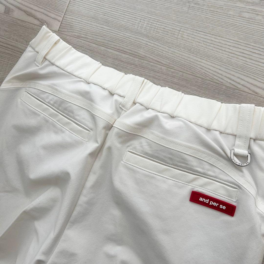 美品　アンパスィ　パンツ　ストレッチ　春夏用　オフホワイト　Lサイズ