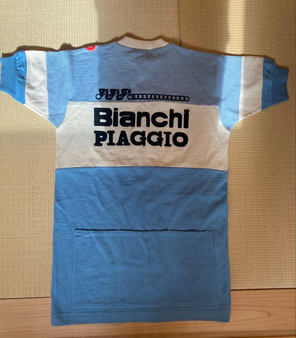希少✨Bianchi Piaggio ビンテージ　サイクルニット　水色