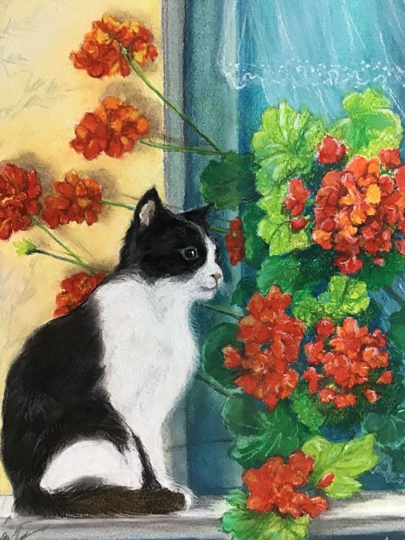 Xmas present ハンドメイドパステル画　絵画アート原画