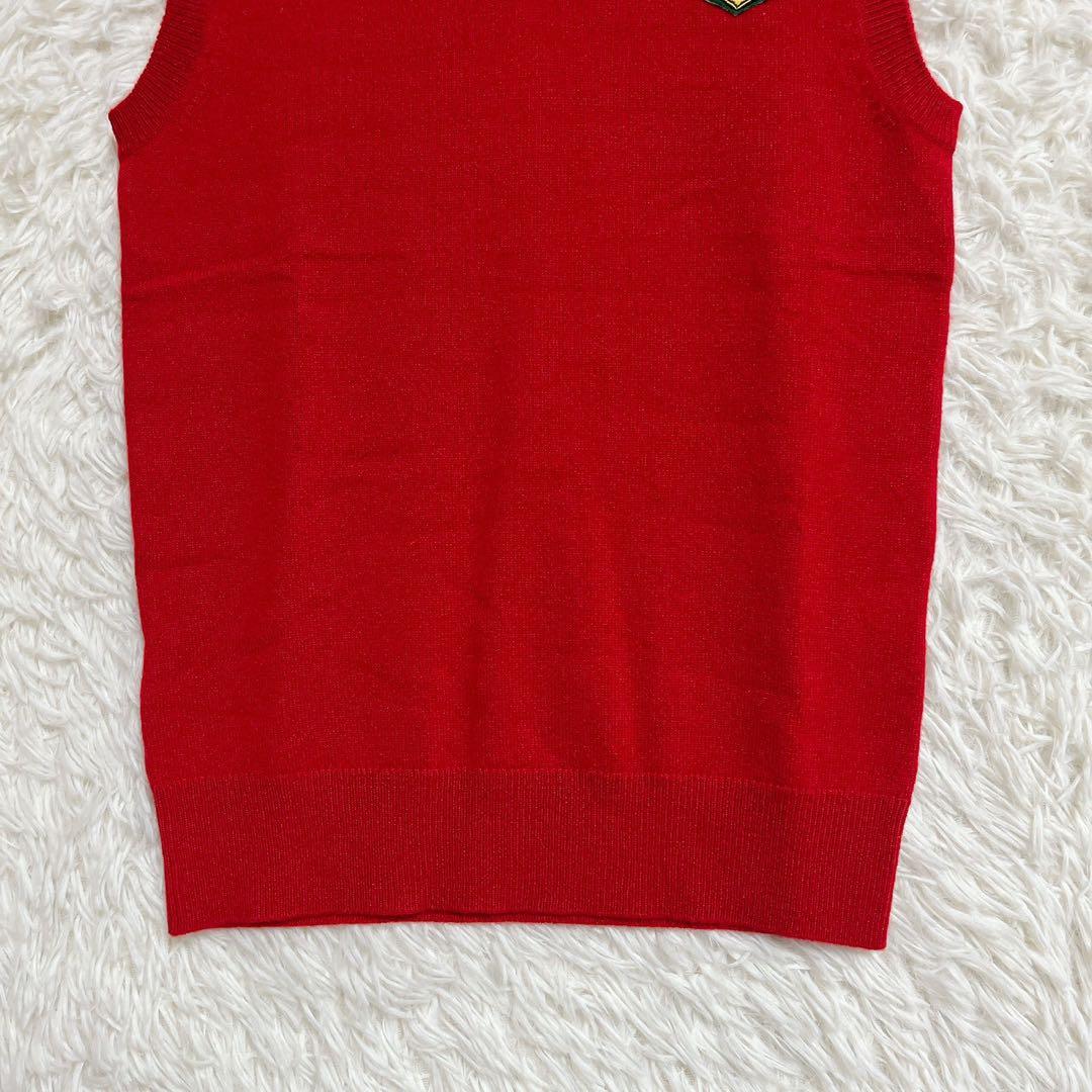 【YONEX】カシミヤ100% ニットベスト(M) ゴルフ 刺繍ワッペン 赤
