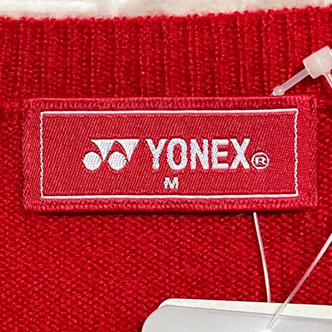 【YONEX】カシミヤ100% ニットベスト(M) ゴルフ 刺繍ワッペン 赤