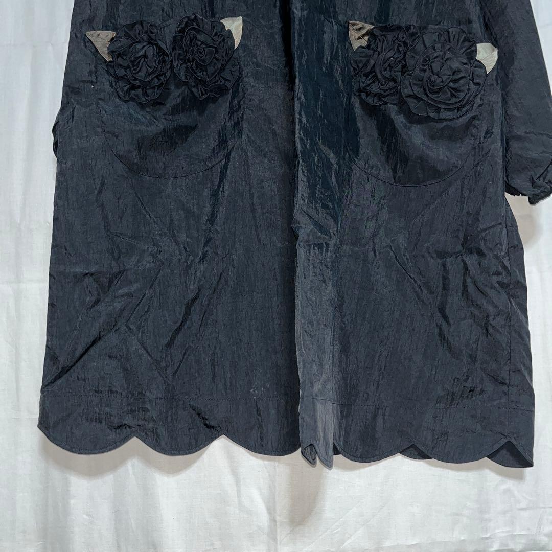 【新品未使用】PIONIE 黒　花　ナイロンエプロン