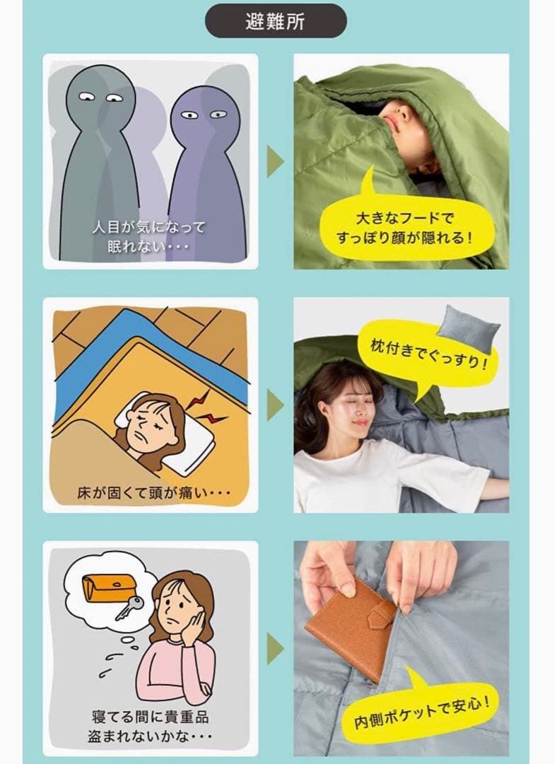 ☆SONAENO 備えをライフスタイルに クッション型 多機能寝袋 ダークグレー