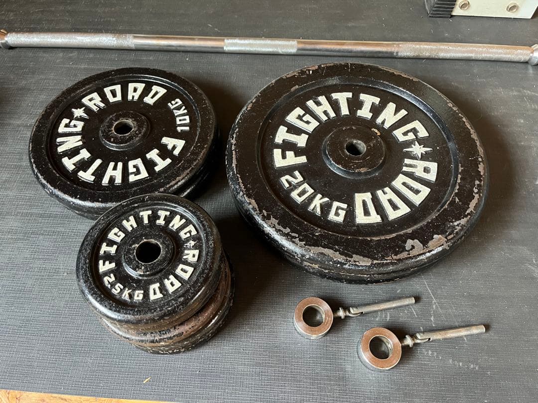 【引取希望】FIGHTING ROADウエイトプレート、ベンチセット　約75kg