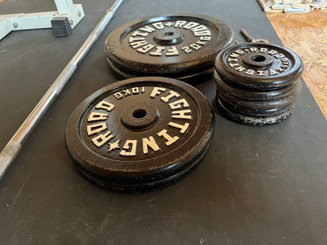 【引取希望】FIGHTING ROADウエイトプレート、ベンチセット　約75kg