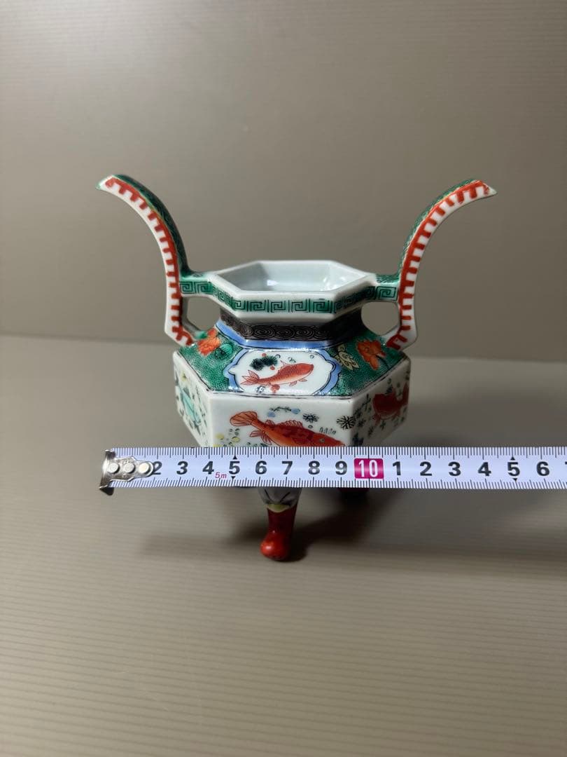 2091 希少　魚文　香炉　時代物