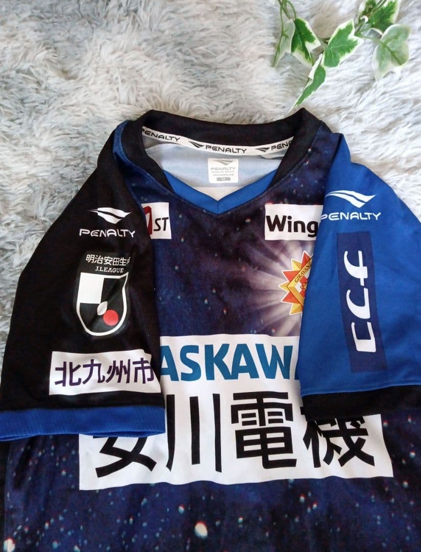 Tシャツ 北九州 ナフコ 安川電機 ブルー サッカー ウェア シャツ M