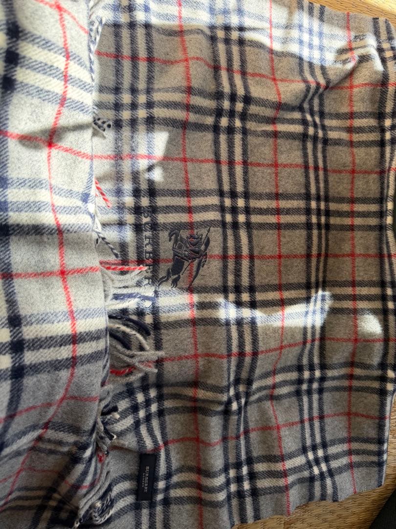 BURBERRY ウールチェックひざ掛け　グレーチェック