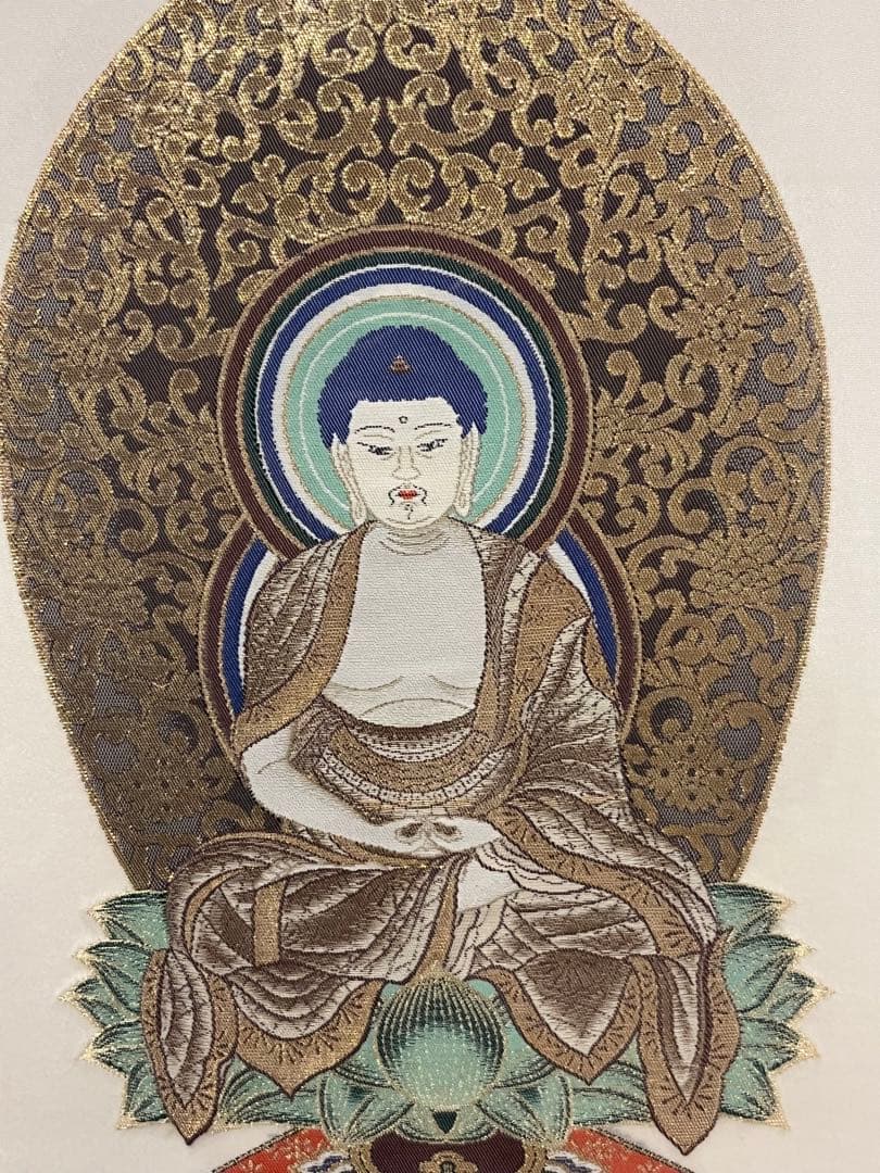 西陣織　仏　額装 仏教美術 仏像 仏画 骨董 大日如来