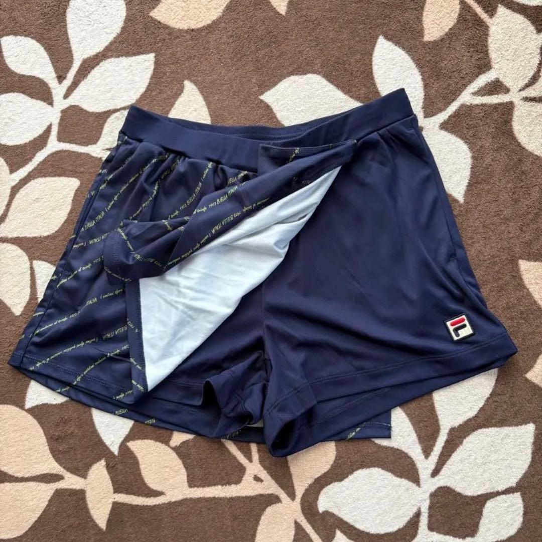 FILA テニスウェア 上下セットアップ ネイビー リボンモチーフ　半ズボン