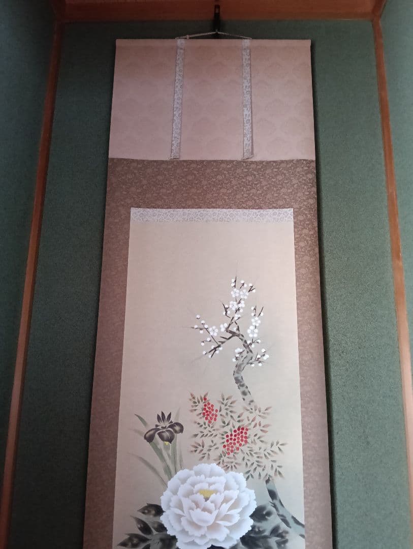 四季の花　東雲画　掛軸