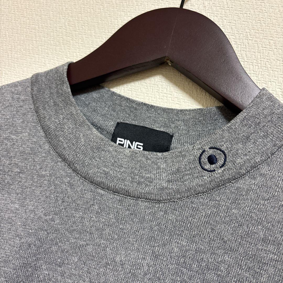【美品】PING ゴルフ 半袖ニットシャツ Mr.PING柄 メンズ