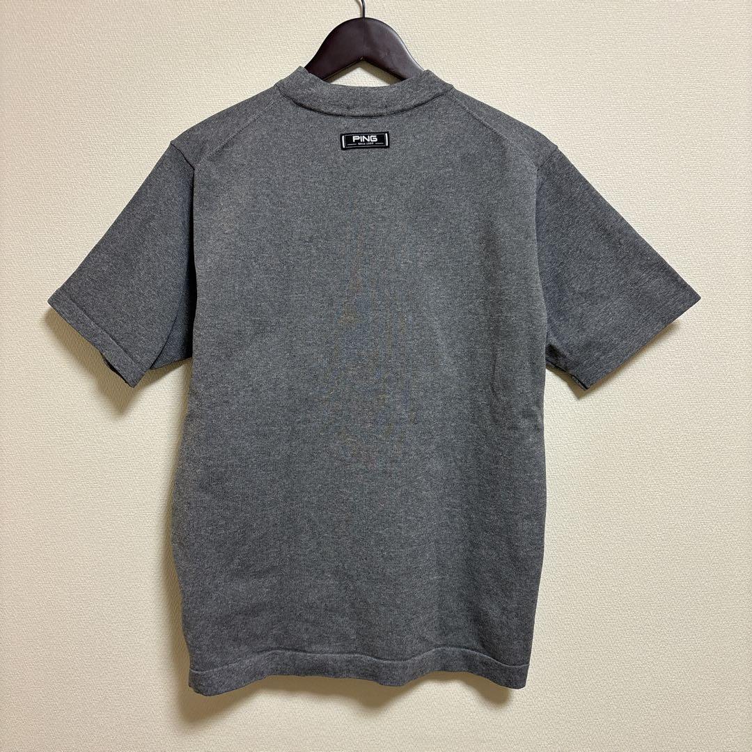 【美品】PING ゴルフ 半袖ニットシャツ Mr.PING柄 メンズ