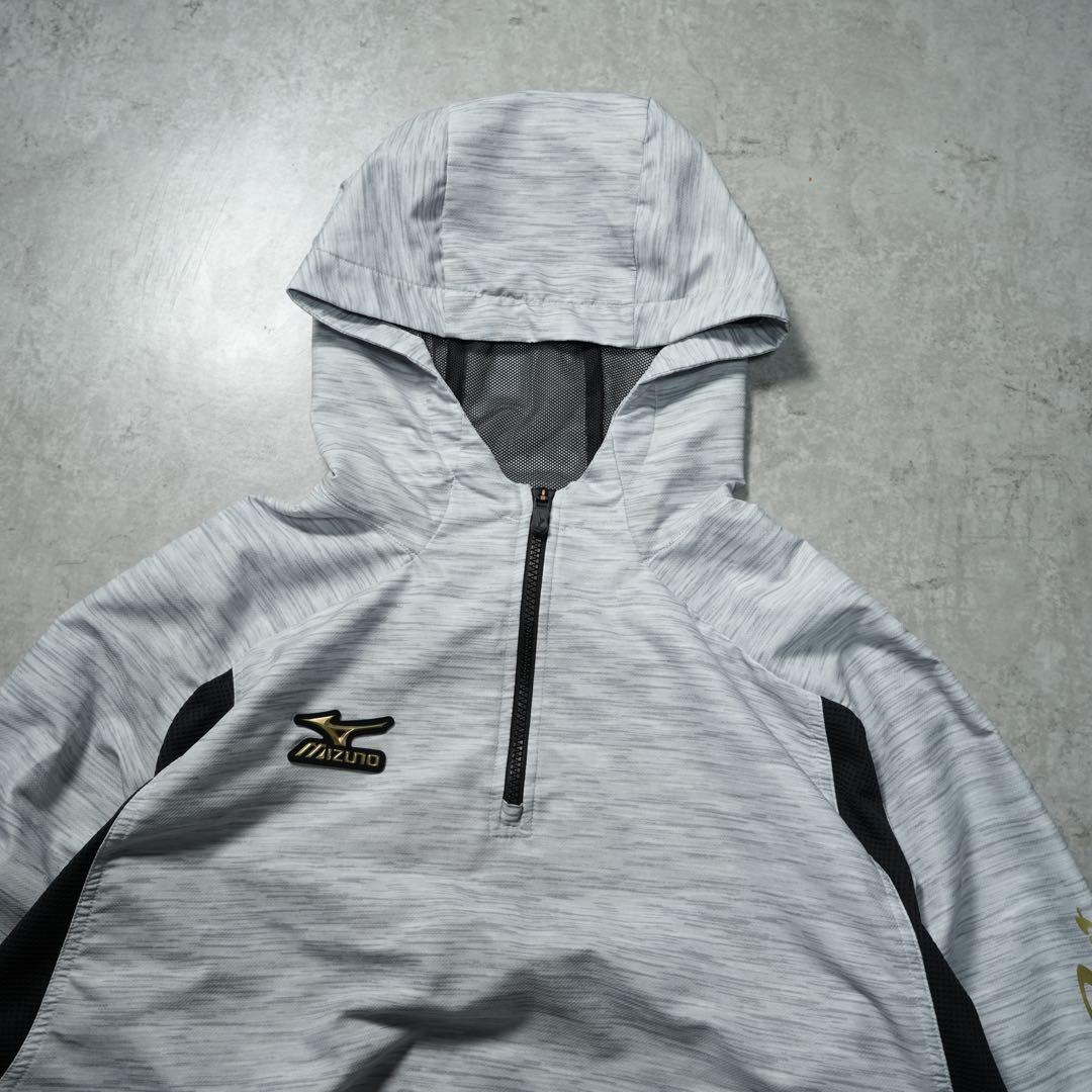 極美品 MIZUNO PRO ミズノプロ パーカー ハーフジップ グレー 野球