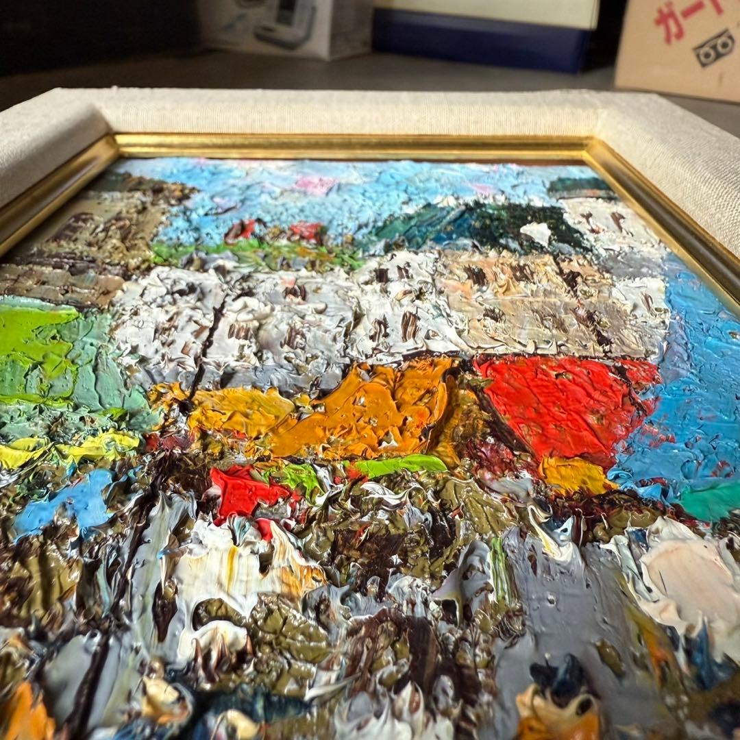 渡部ひでき　パリの街角　油彩画