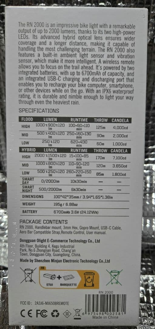 新品オーライト olight RN2000 ブラック 2000ルメーン