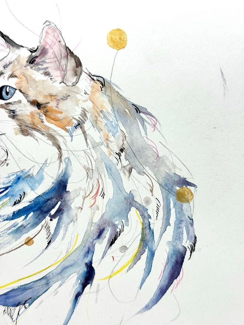 猫 原画 A4 簡易額装