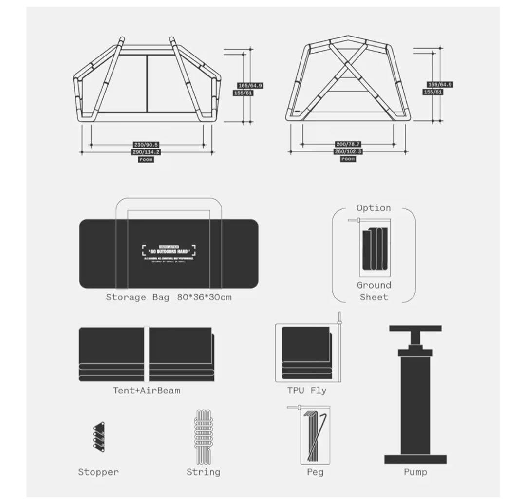 新品未開封‼️CAMVIL✨カニ4Pエアーテント✨インナー ４人用