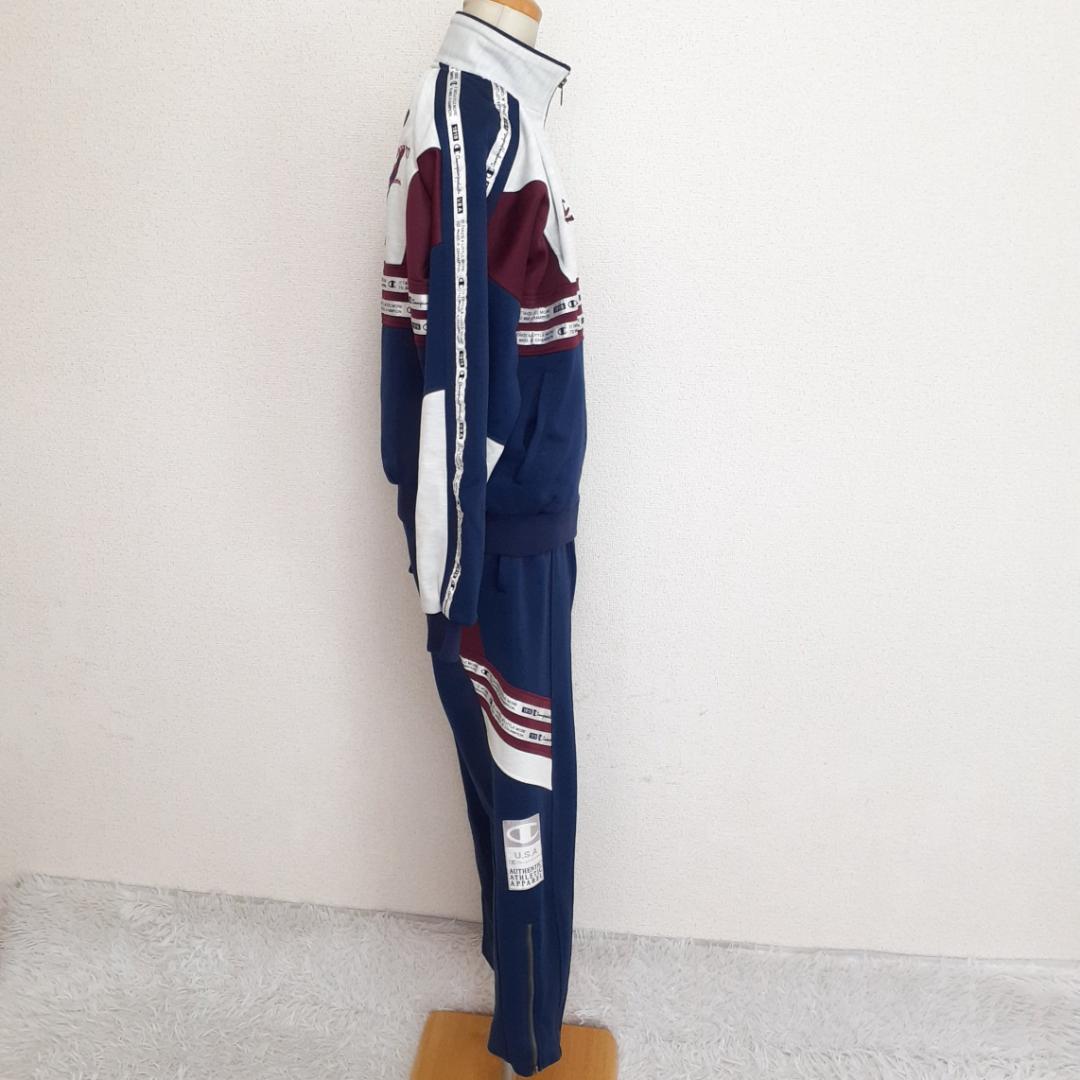 90s△Champion チャンピオン ジャージセット 紺 バックプリント M