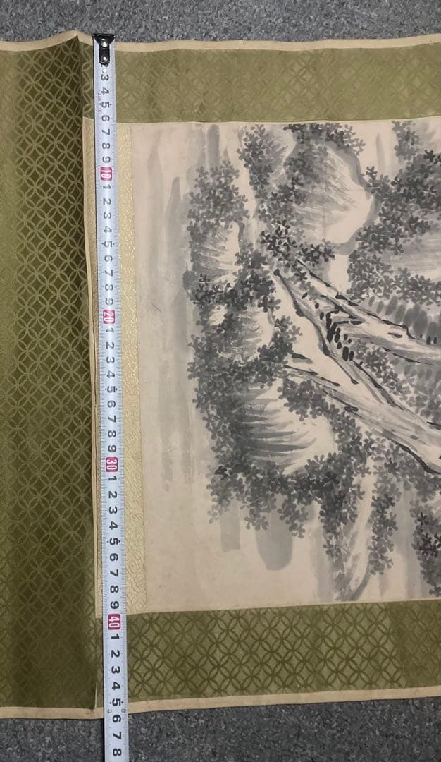 完全ジャンク品 水墨山水之図 掛軸 作者不明