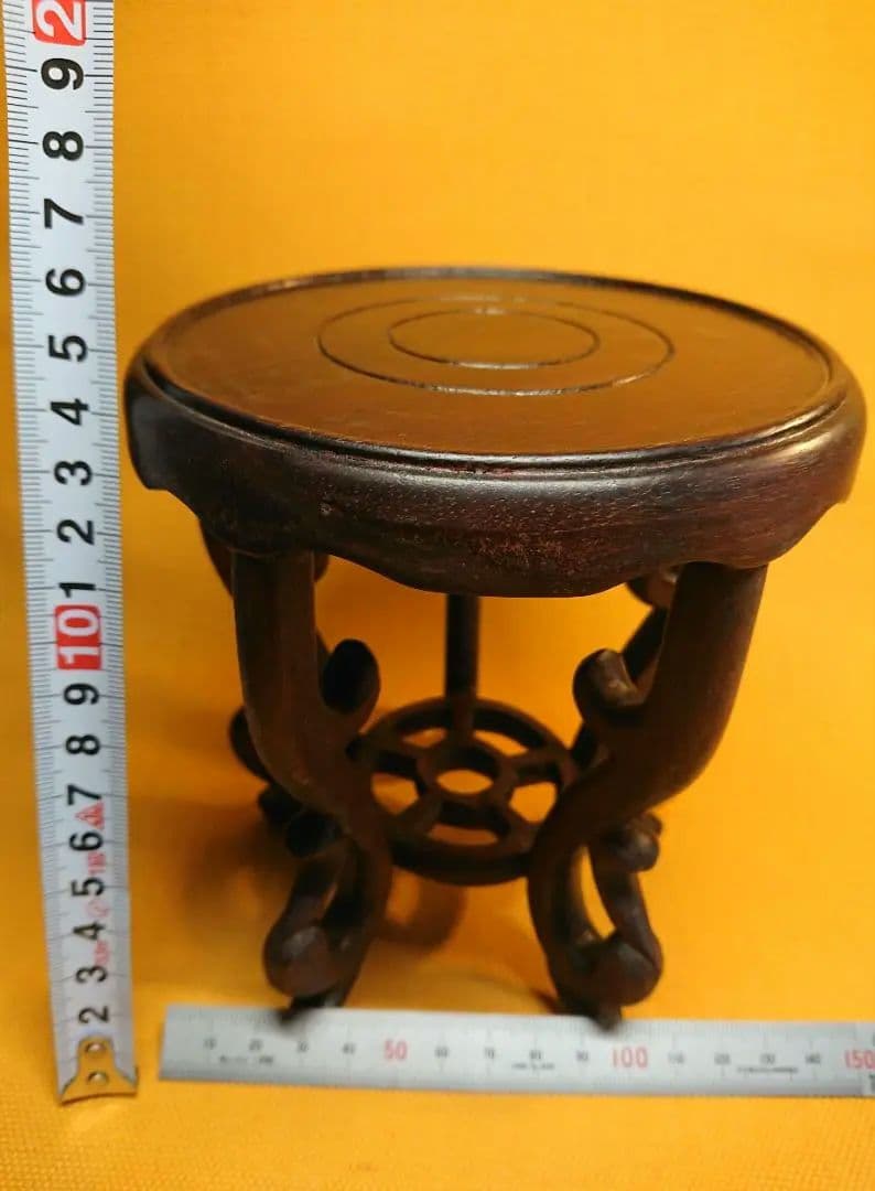 唐木　花台　香炉台　中国古玩　置物　インテリア　工芸品　美術品　A2983