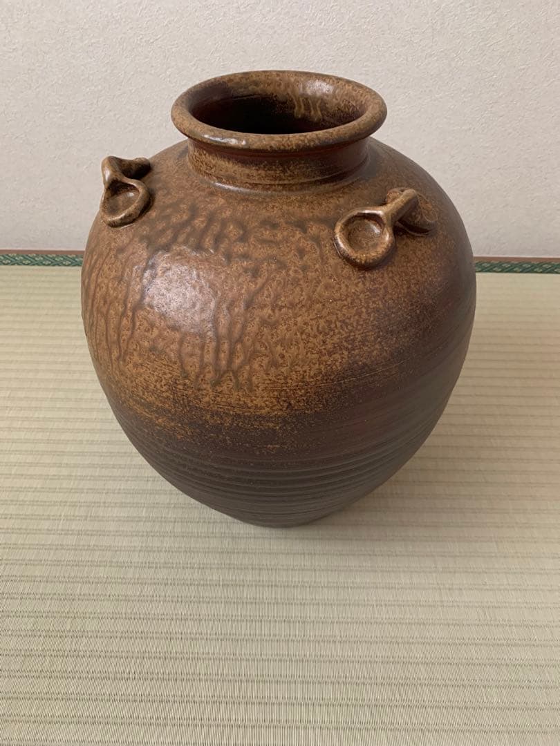 備前焼　花瓶　三つ耳壺