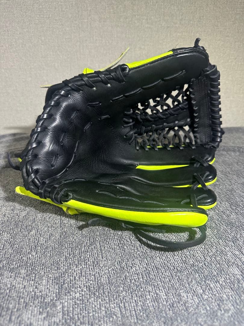 久保田スラッガー 限定 軟式 グローブ 黒/蛍光イエロー 【美品】 型付け済み