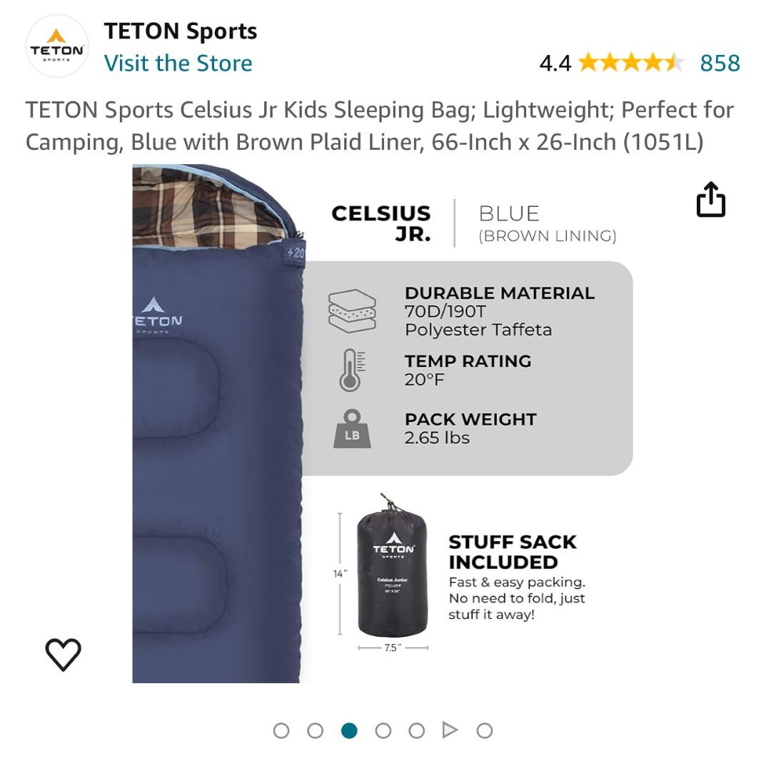 TETON ジュニア 寝袋 シュラフ チェック