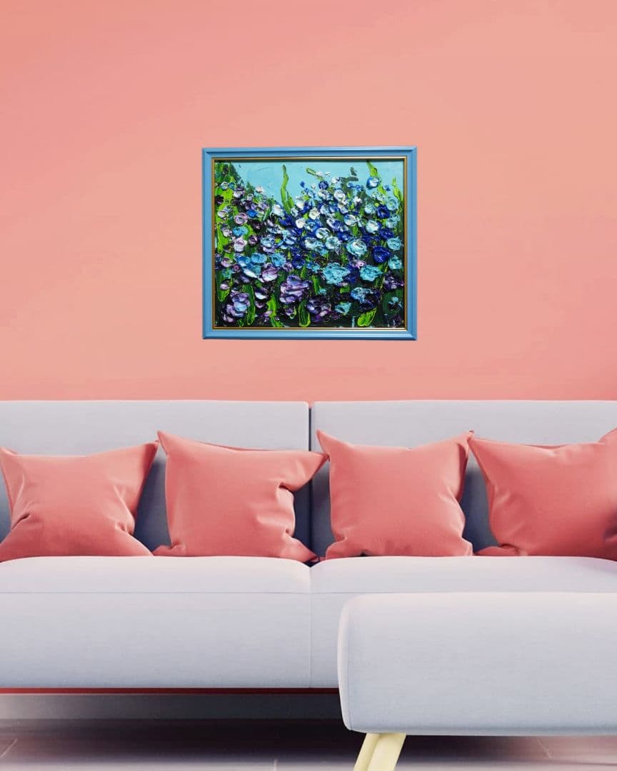 油絵 油彩 油彩画 絵 絵画 【blue flower field】