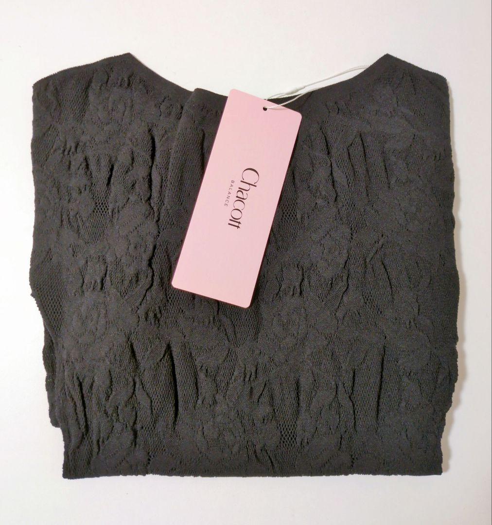 新品　Chacott ノーソーイングニット　シアーレーススボートネック M 黒