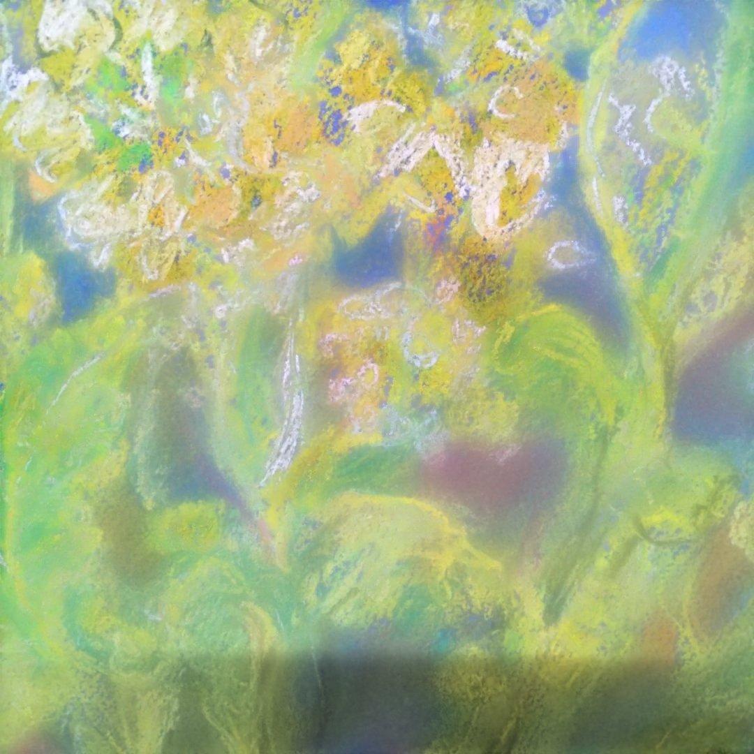 運気が上がる春の黄色い花、菜の花 パステル画 2007年保田三友紀の作品