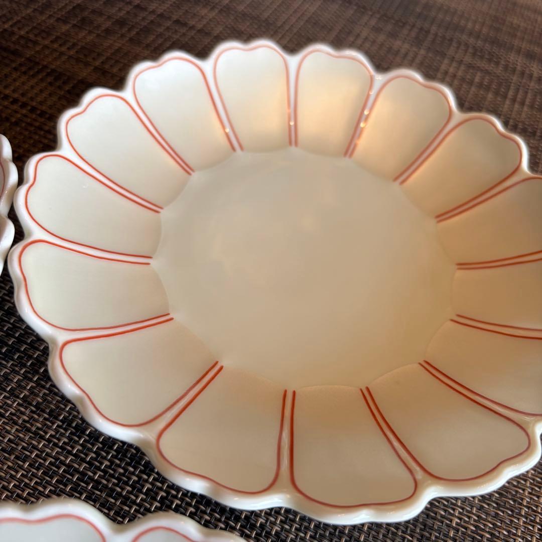 有田焼 幸楽窯 高台皿 浅皿 刺身皿 盛り皿 銘々皿 花びら型皿 5枚セット