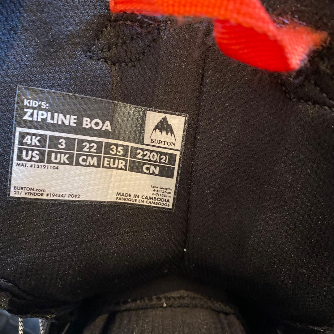 【22cm 】 BURTON ZIPLINE BOA キッズ スノーボードブーツ