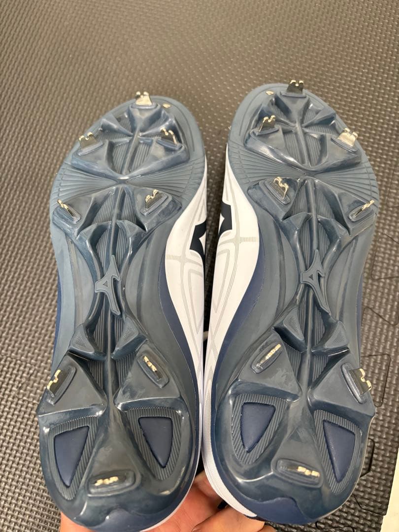 Mizuno 野球用スパイク ホワイト/ネイビー 27cm 袋付き