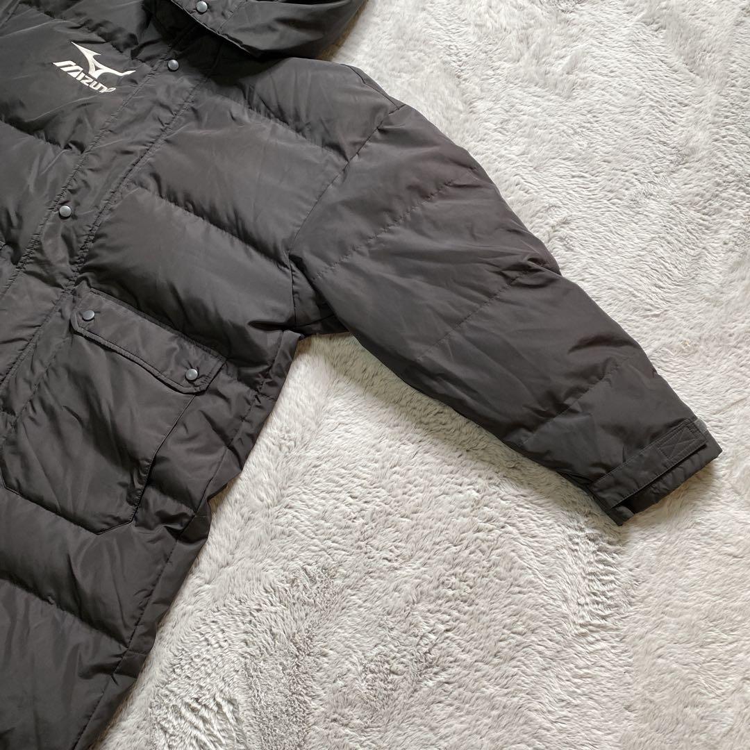 【訳あり】Mizuno ミズノ　ベンチコート　ロング　ダウン　ブラック フード付