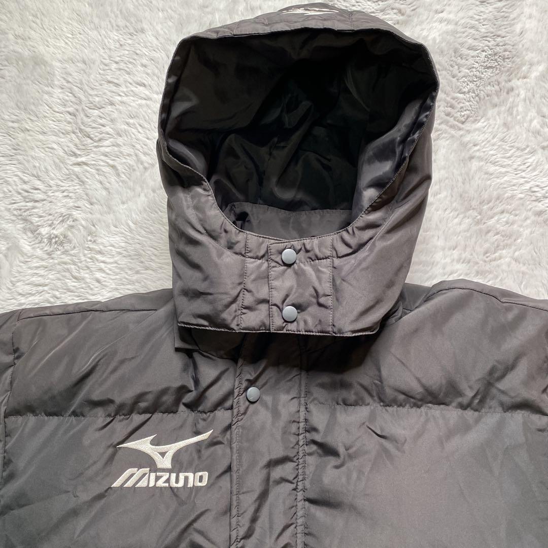 【訳あり】Mizuno ミズノ　ベンチコート　ロング　ダウン　ブラック フード付