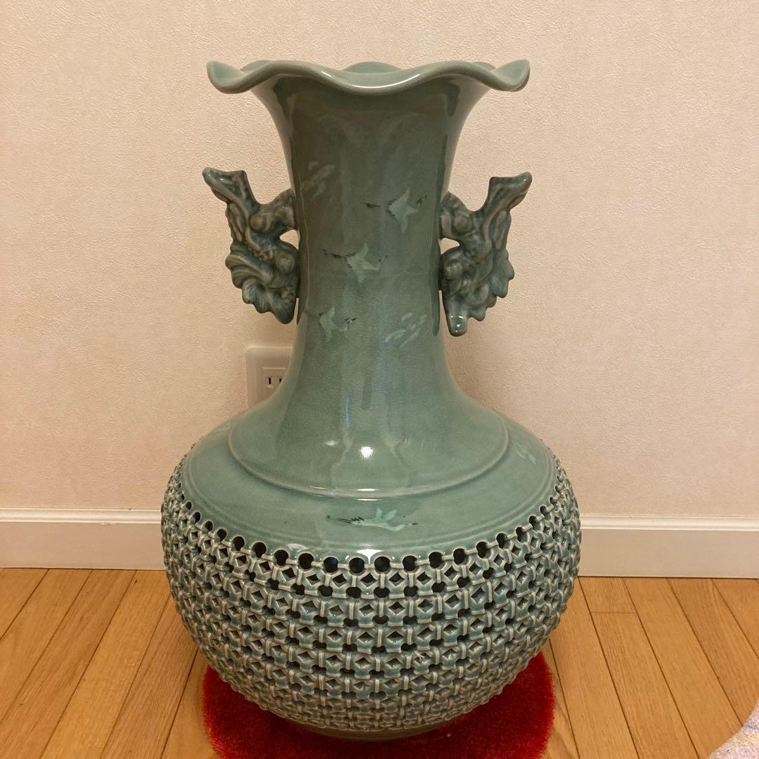 高麗青磁　海光　花瓶　壺　骨董品　アンティーク