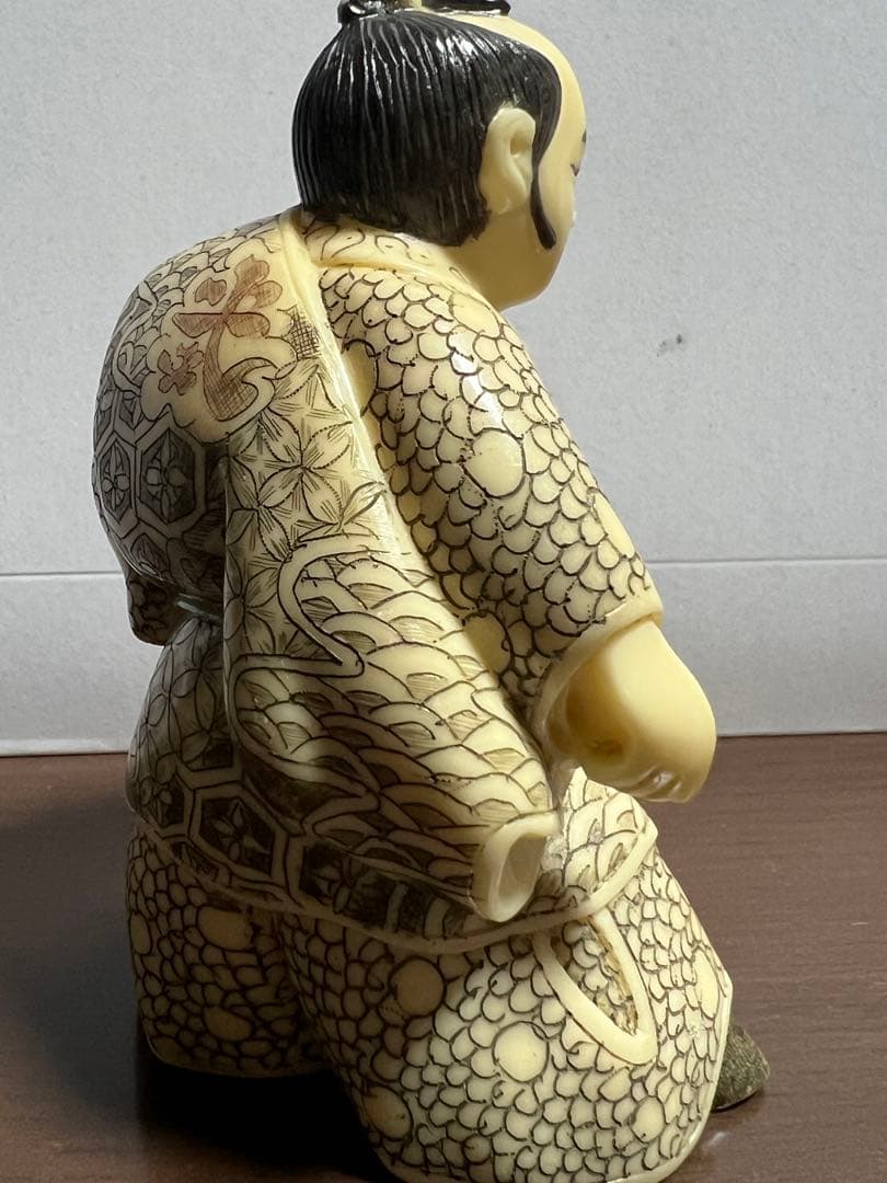 象牙風 細密彫刻 和風人形