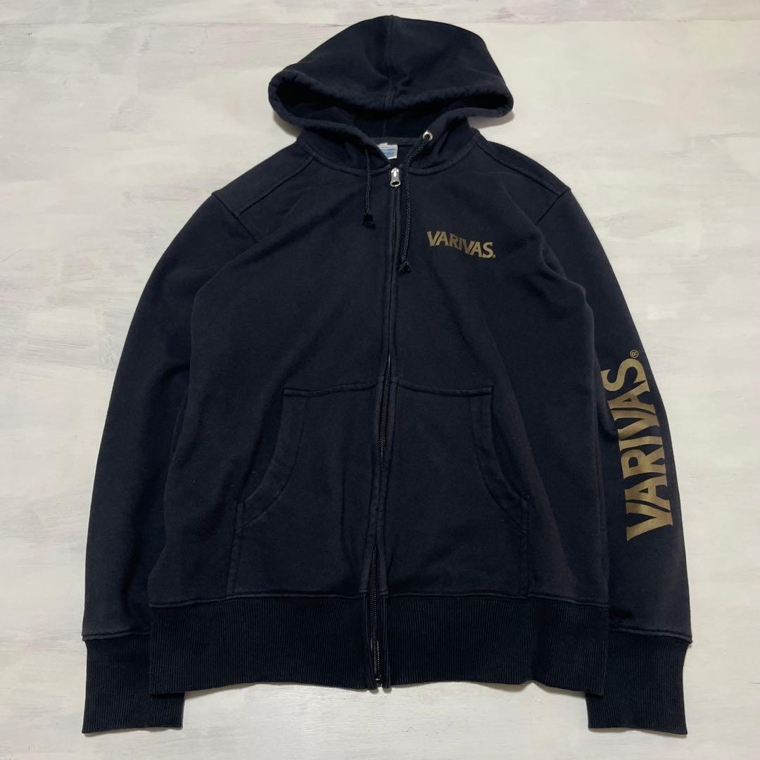 VARIVAS バリバス 黒×金　ジップアップパーカー　M バックプリント