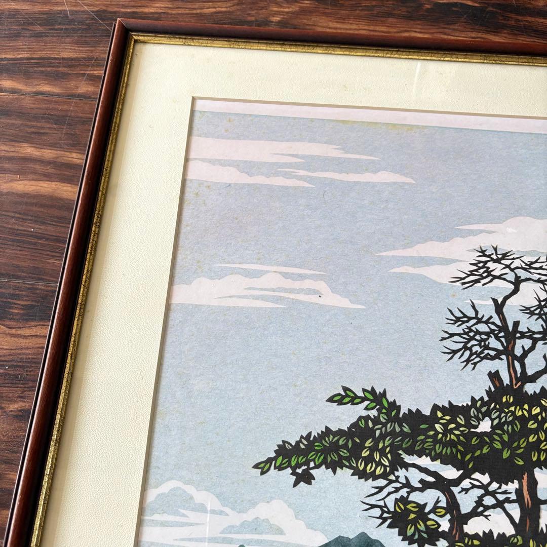 武川秀男「夏近し」切り絵 額装 日本切り絵協会会員 切絵 J