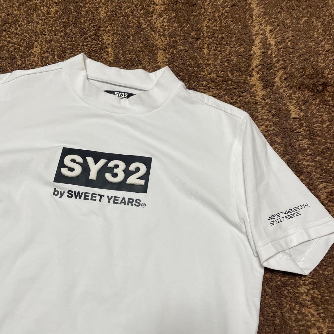 極美品SY32 メンズ ゴルフ モックネックシャツ ホワイト M